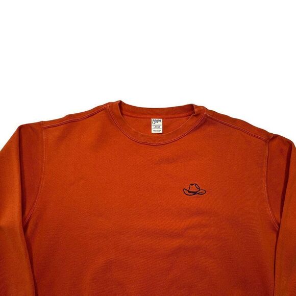 Mugsy Men's Orange Cowboy Hat Embroidered Crewneck Sweatshirt - Picture 3 of 9